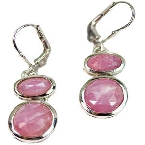 Pink Raw Sapphire Gemstone Earrings